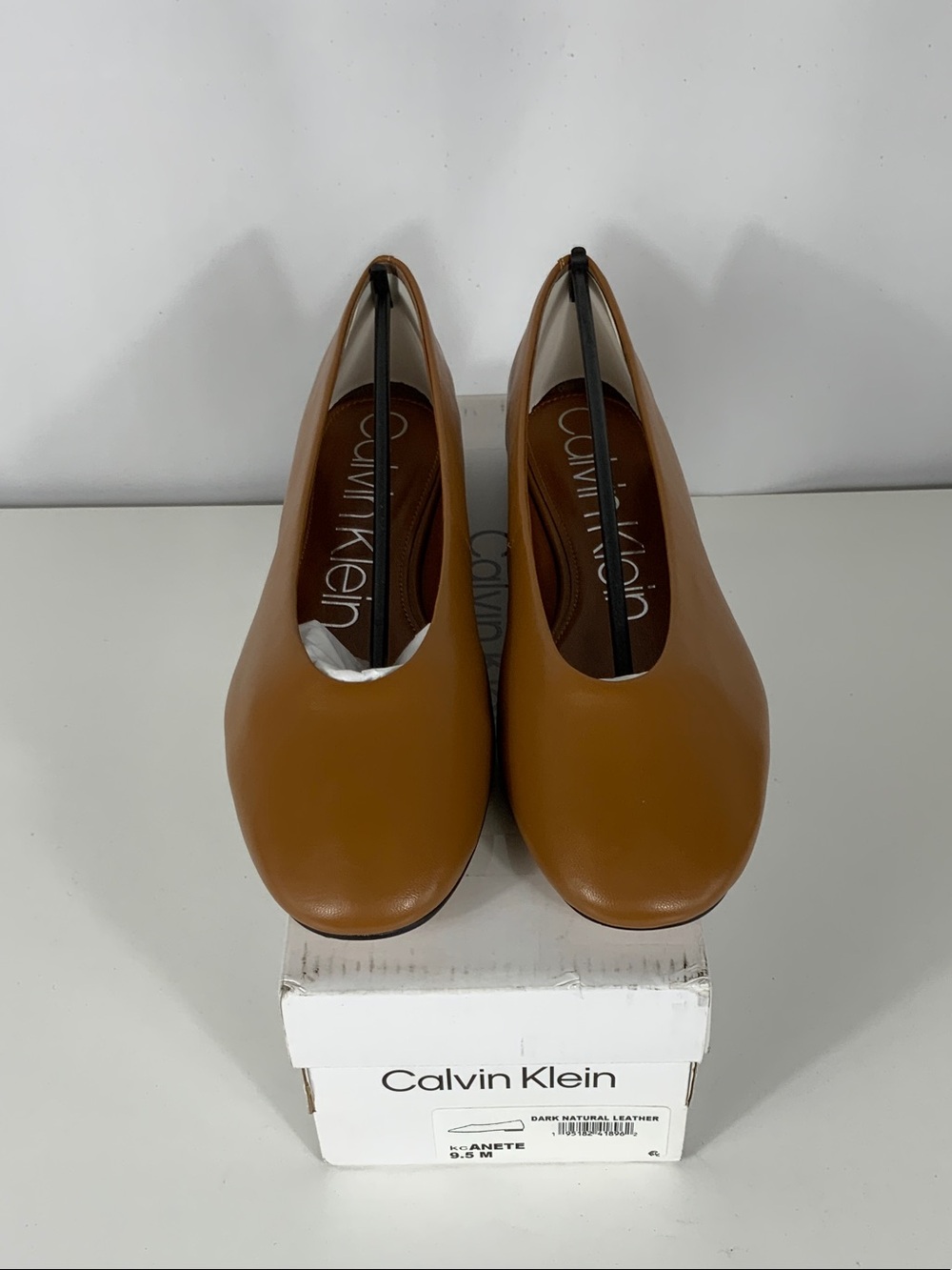 Calvin Klein Women's Cognac Leather Slip-On Flats
